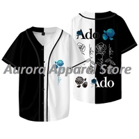 Ado Blue Rose Logo Baseball Jacket Hibana World Tour Merch T-Shirts Summer Women Men Fashion Short Sleeve Tee
