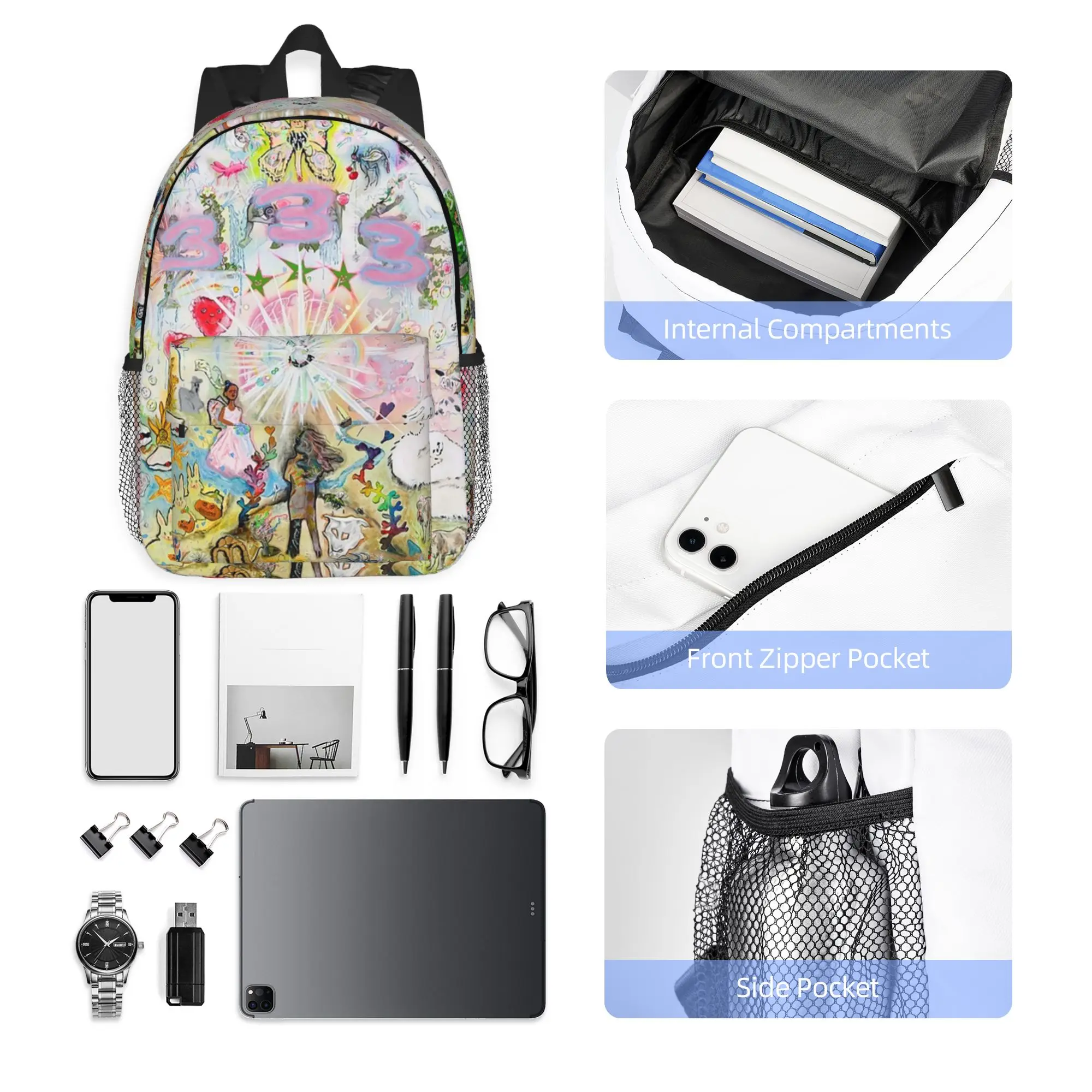 Drain gang bladee 333 album cov Backpack Hot Sale Daypack Large Capacity Boy Girl BookBag Shoulder Bags for Men Women School Bag