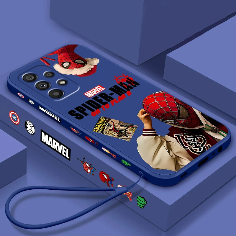 Hero Marvel Spider Man Liquid Left Rope For Samsung A53 A52 A55 A32 A51 A71 A21S A13 A73 A55 A72 A23 A35 A05 5G TPU Phone Case