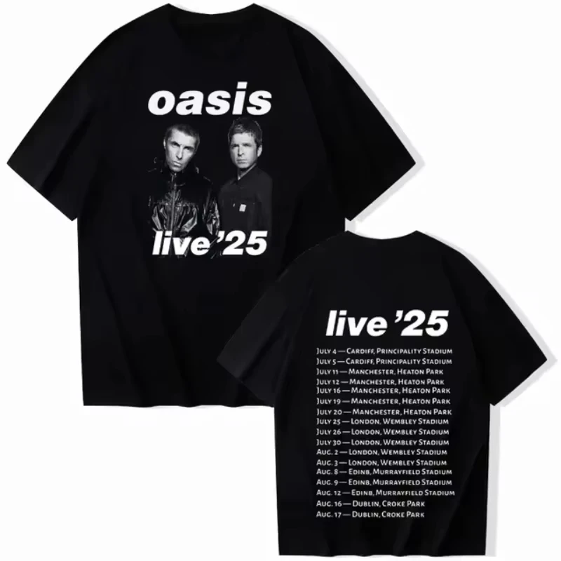 

Футболка с принтом Oasis Live 25 Tour на лето/осень 202, свободная и модная мужская и женская спортивная одежда