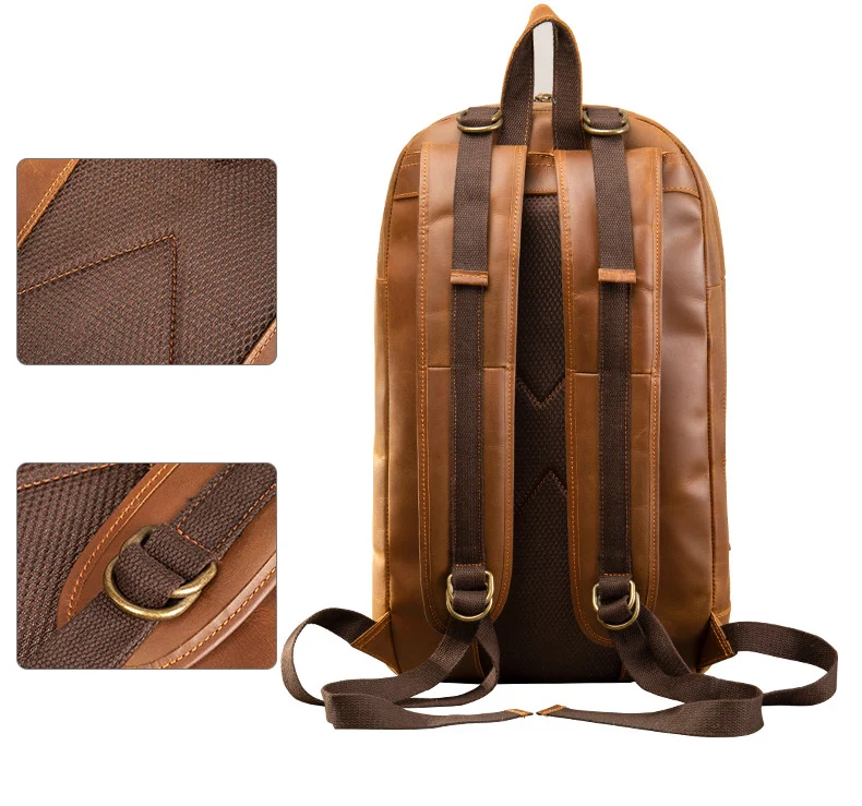 Retro Fashion Leather Men Backpack Business Male 17.3 15.6\