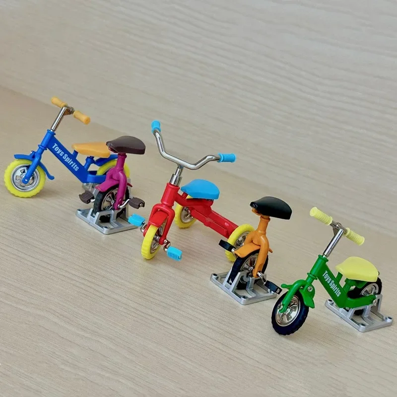 Japanese Genuine Gacha Scale Model Alloy Retro Tricycle Balancing Bike for Kids Running Bike Action Figure Toys