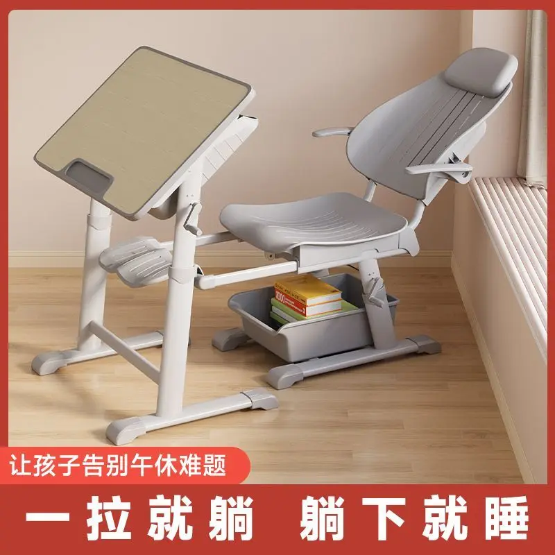 Estudantes, mesas e cadeiras para almoço, salas de aula, mesas e cadeiras reclináveis e elevatórias