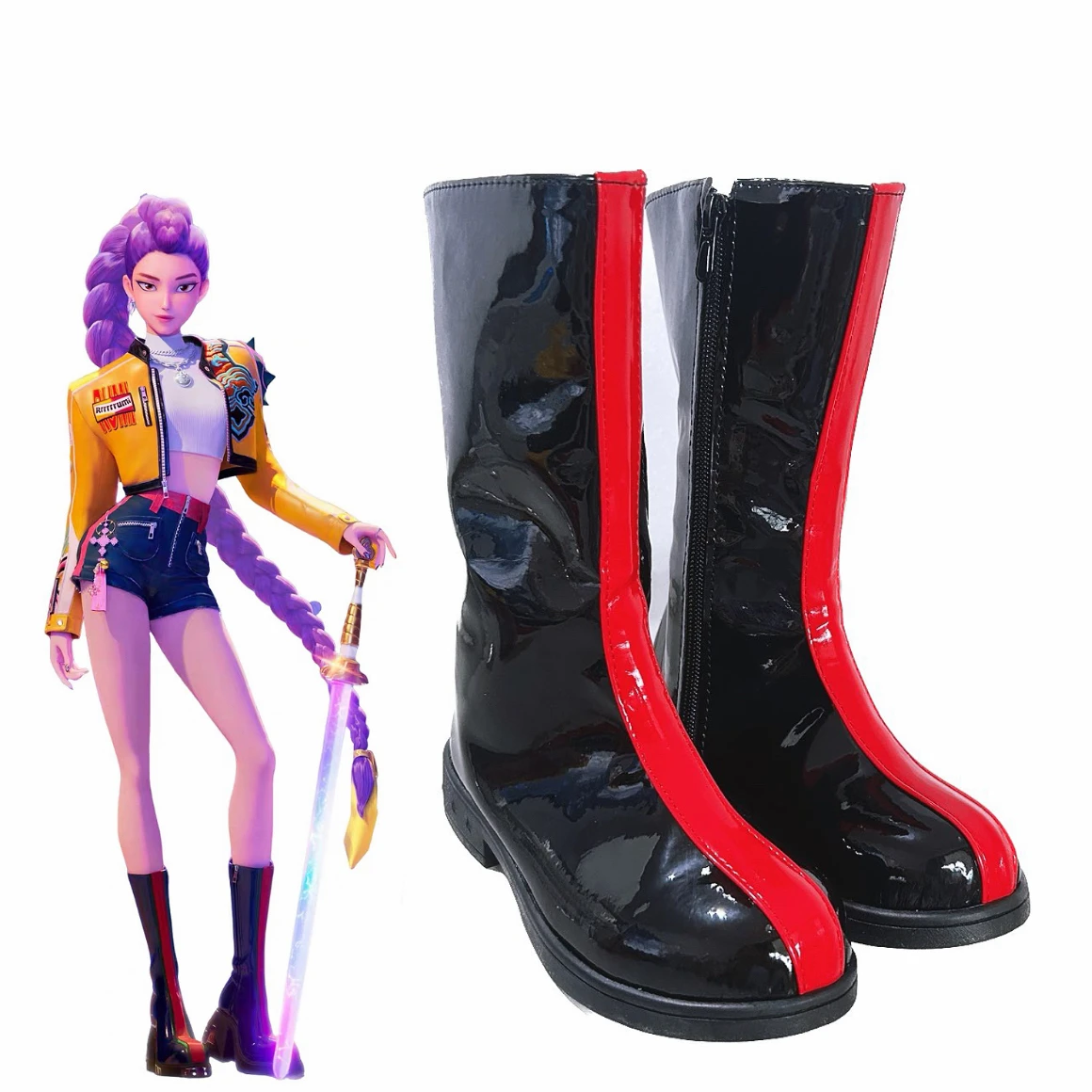 KPop 악마 사냥꾼 키즈 루미 조이 미라 코스프레 부츠 소녀를위한 흰색 신발 할로윈 역할 놀이 맞춤 제작