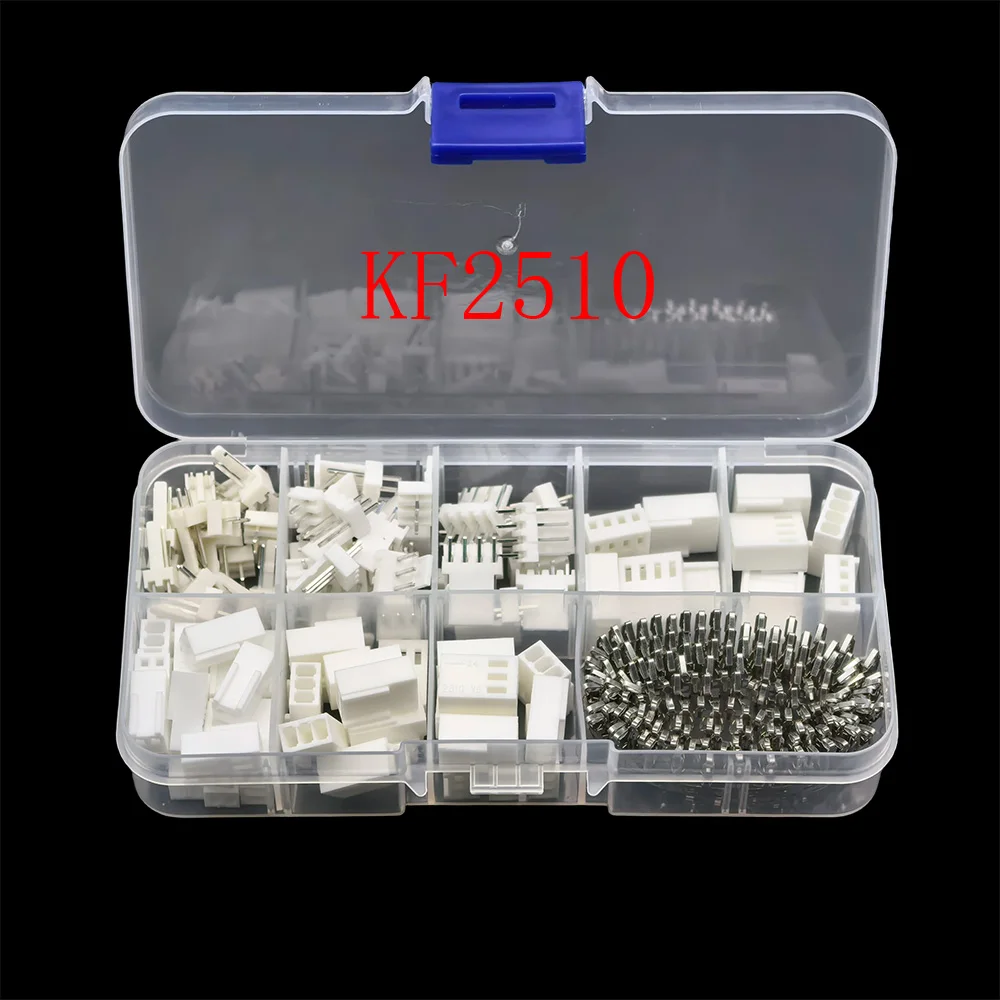 50Sets KF2510 2.54mm Pitch 2p 3p 4p Male Plug and Female Socket Housing Shell and Crimp Terminal Kit Connector Straight Pin