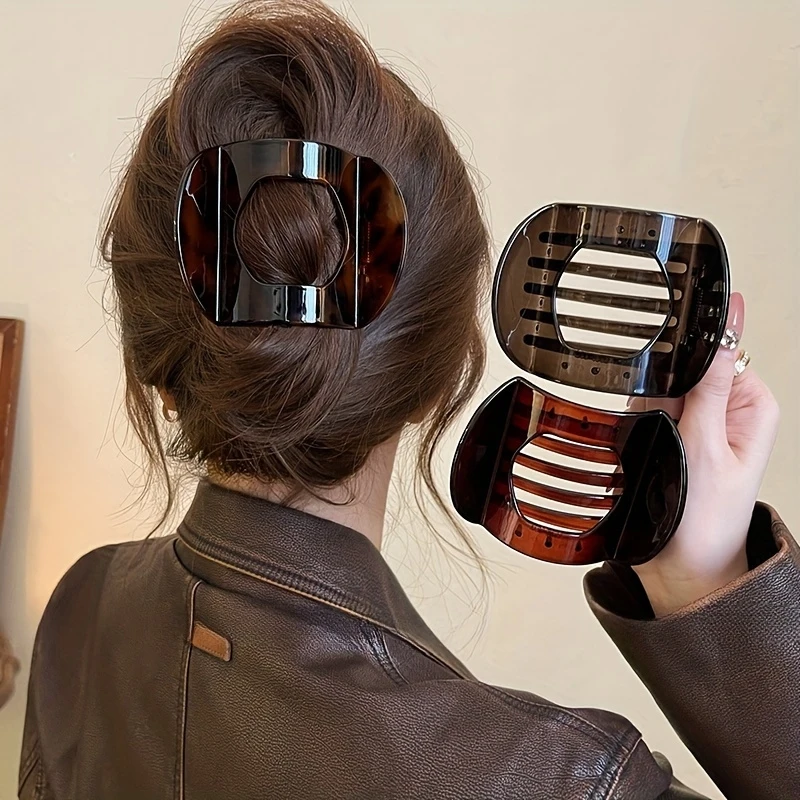 2-teiliges Set einfacher ovaler Haarspangen für Damen, mit einem hochwertigen Gefühl an der Rückseite des Kopfes und einer geraden Klammer.