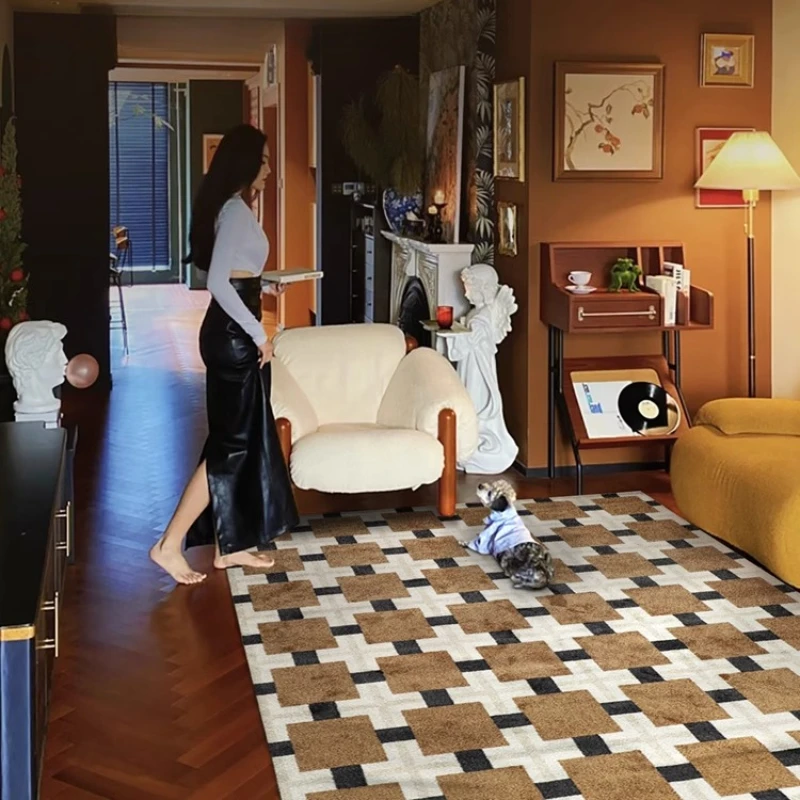 

Eco-friendly carpet in the living room, antique American retro European floor mat in the bedroom