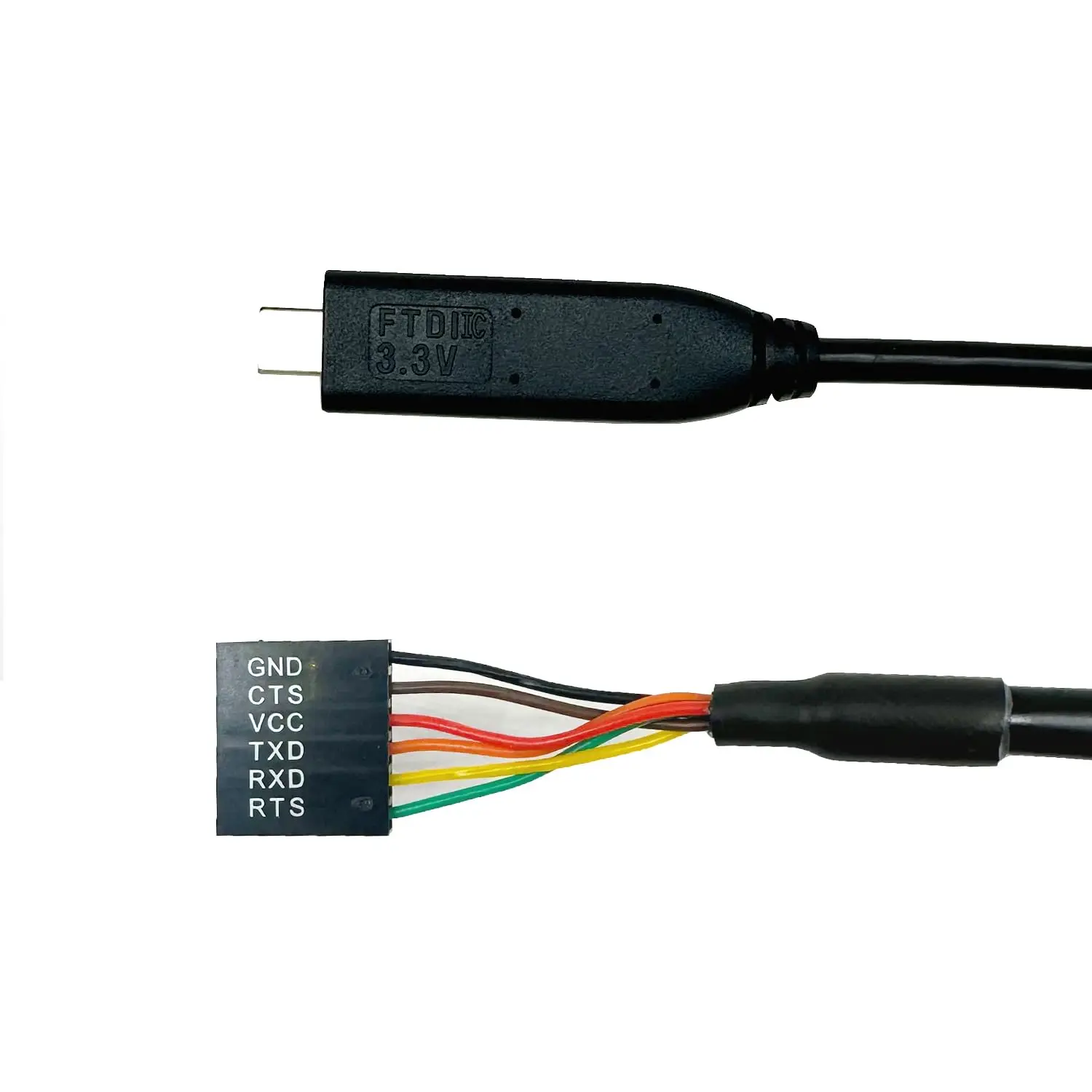 

USB C to 3.3V TTL UART Serial Cable TTL-232R-3V3 with FT232 Chipset, 6 Way 0.1" Pitch 2.54mm Connector, 6ft
