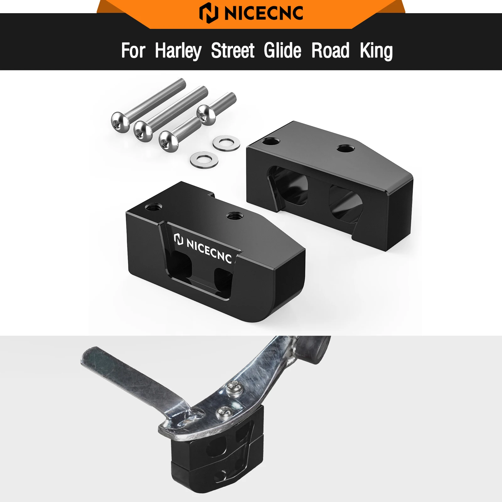 

For Harley Road King FLHR 1994-2024 Kickstand Lift Block Riser 1"/2" Street Glide FLHX 2006-24 Ultra Limited FLHTK Electra Glide