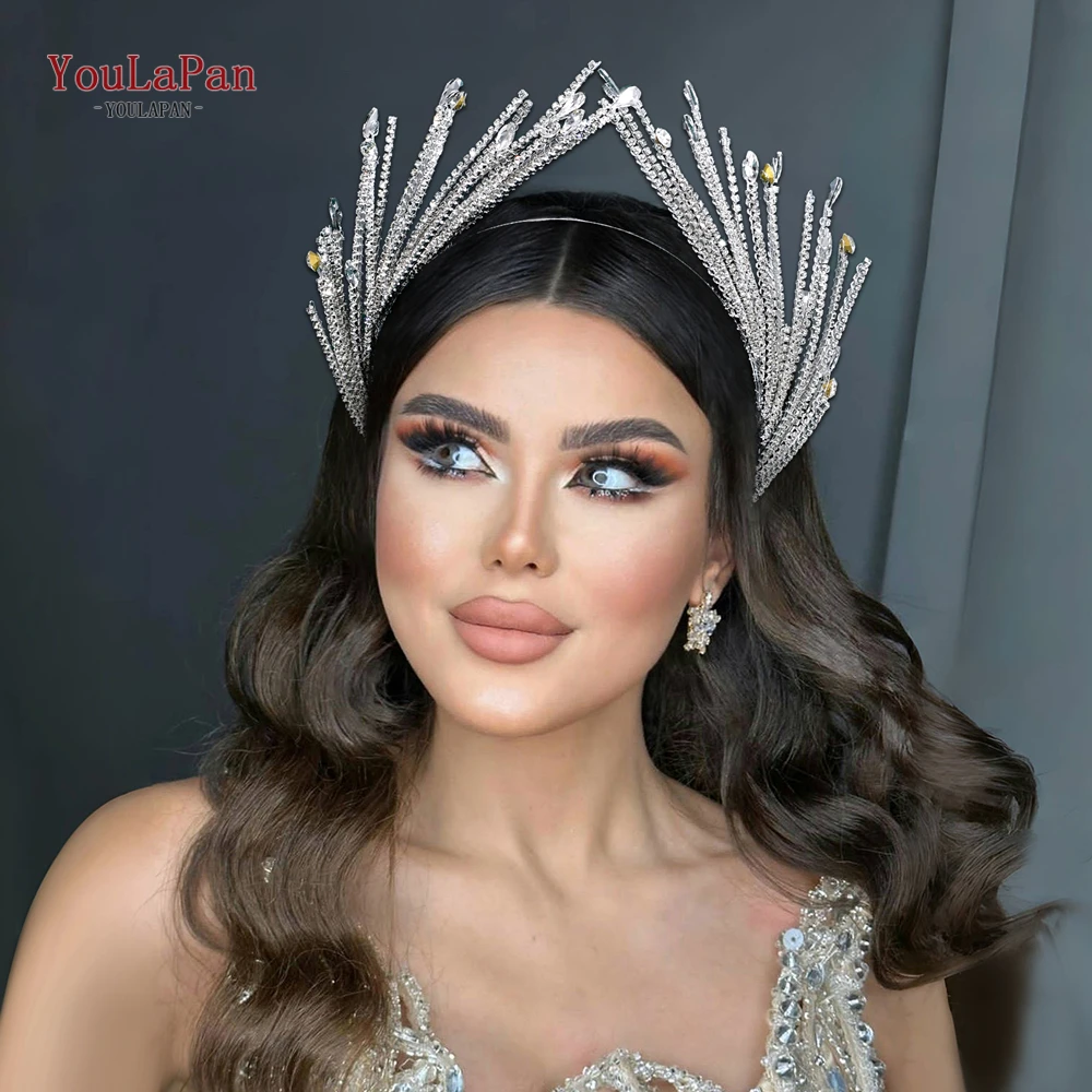 

TOPQUEEN Rhinestone Hair Hoop Bride Hairbands Wedding Party Crown Bridal Tiara Vintage Hair Accessories Banquet Headband HP849
