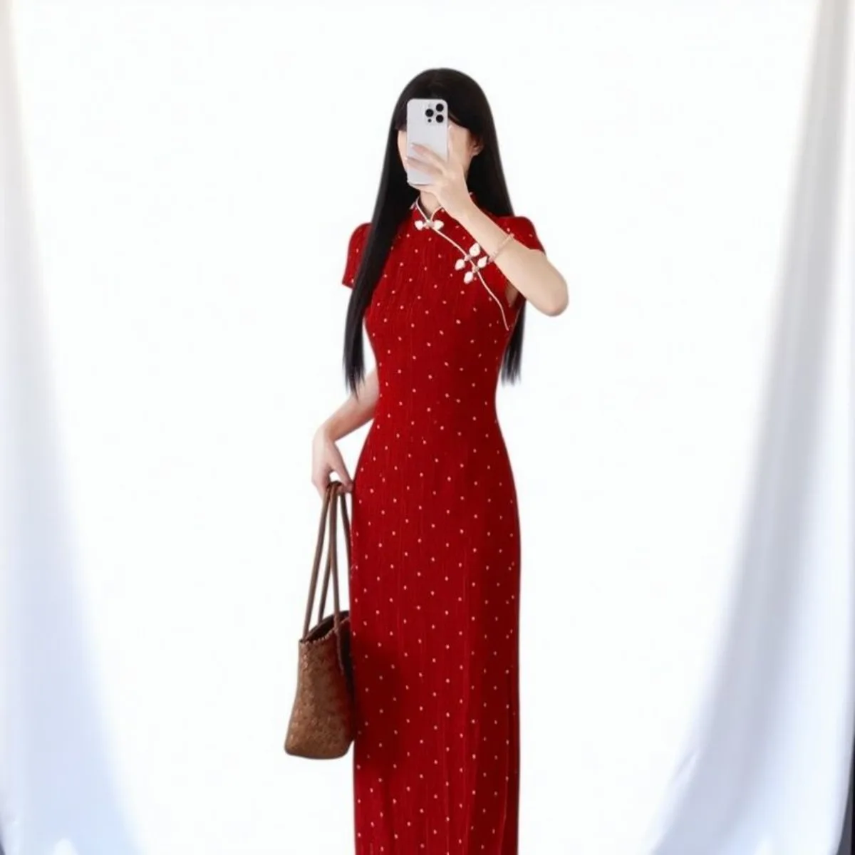 فستان صيفي يونغ تشيباو 2025، شيونغسام بخصر نحيف، فستان ريترو متعدد الاستخدامات بأكمام قصيرة، ملابس على الطراز الصيني الجديد #3