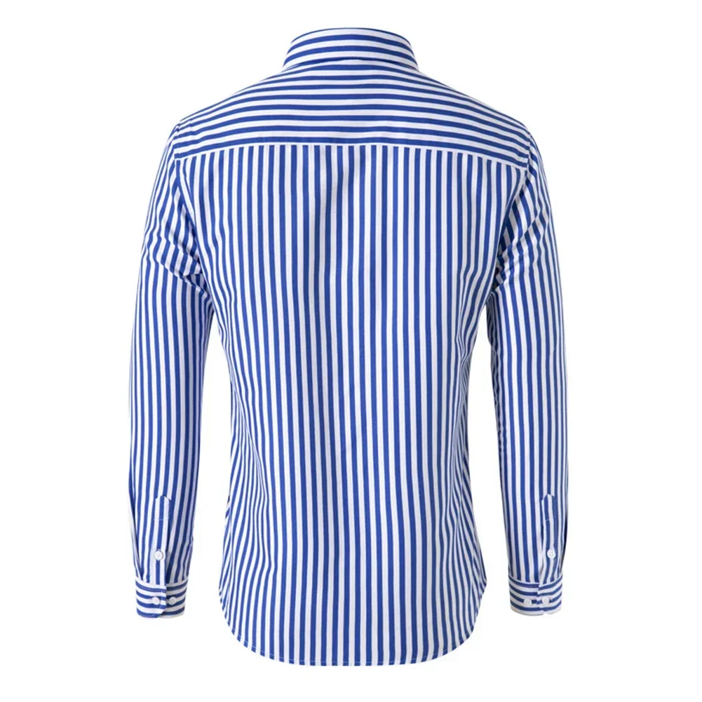 

Fashion Men's Shirts And Blouses Striped Long Sleeve Single Breasted Slim Tops Lapel Party Social Shirt Clothing For Men