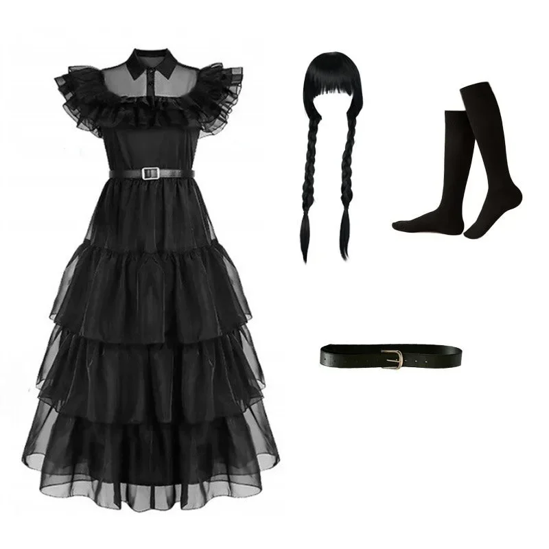 

Halloween Cosplay Costume Adams Family Wednesday Dress