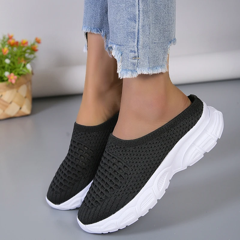 Shoes for Women Slip-on Women\'s Slippers Summer Platform Outdoor Walking Ladies Mesh Shoes Breathable Casual Female Flats