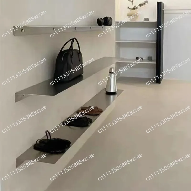 60cm/80cm/100cm Stainless Steel Floating Shelf Wall-mounted Storage Holders Minimalist Metal Racks Modern Aesthetic Rack 1PCS