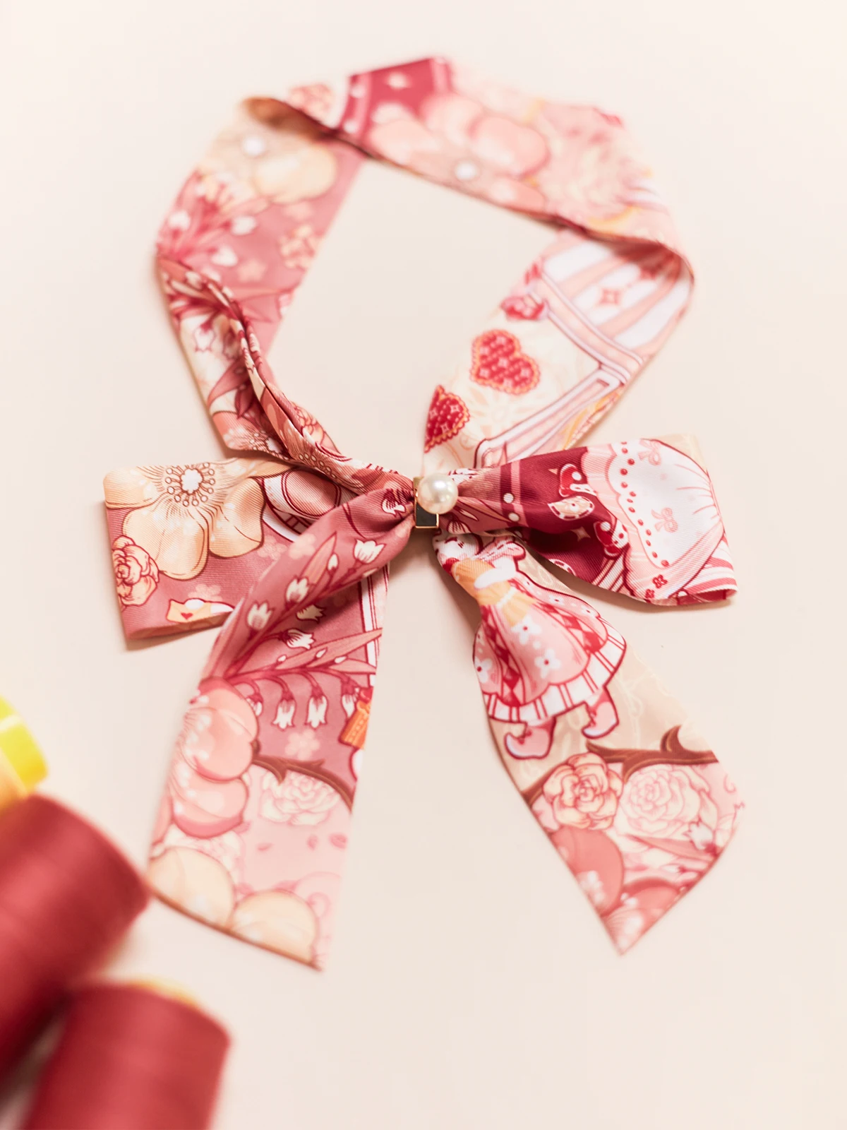 

Rose Party Long Silk Scarf Bean Paste Pink French Elegant Silk Scarf Braided Bag Handle Belt Designer Scarf Women