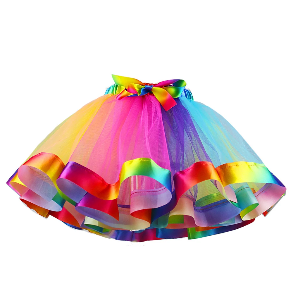 

Skirt Rainbow Princess Dress Tutu Skirts for Girls European and American Colorful Woman