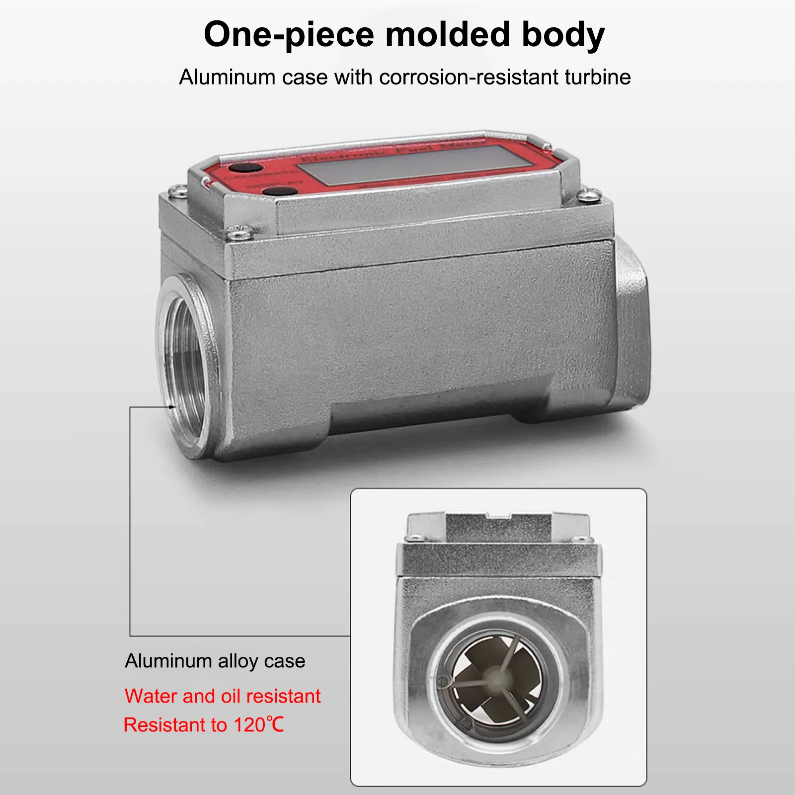 Turbine Flow Meter 1/1.5/2 inch Digital Display Electronic Flowmeter Liquid Water Meter for Diesel Kerosene Gasoline Methanol