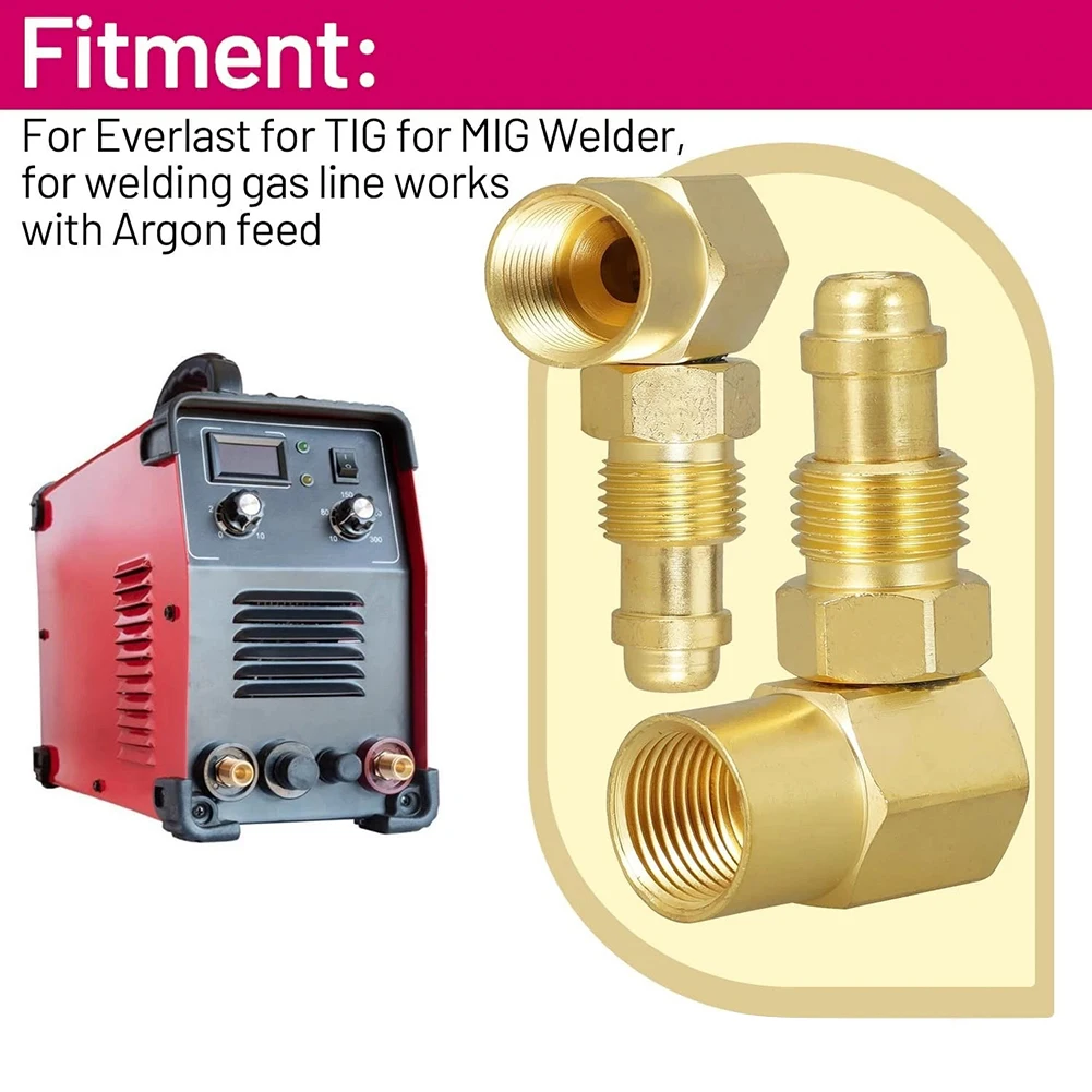 1pc AW-407 CGA 032 Nut/NIP - 032 Body Brass 90° TIG/MIG Welding Machine Fitting For Welding Hoses Parts