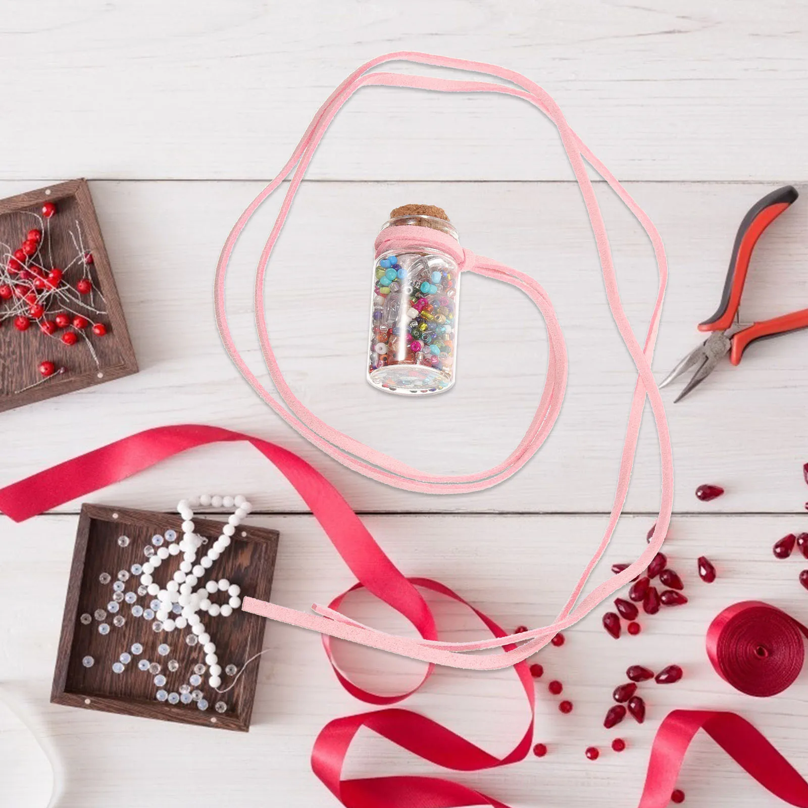 1 set 1 Set Of Beads Craft Kit Small Glass Bottles With Wooden Cork Mini Wishing Bottle Decor For Kids Diy Projects Home School