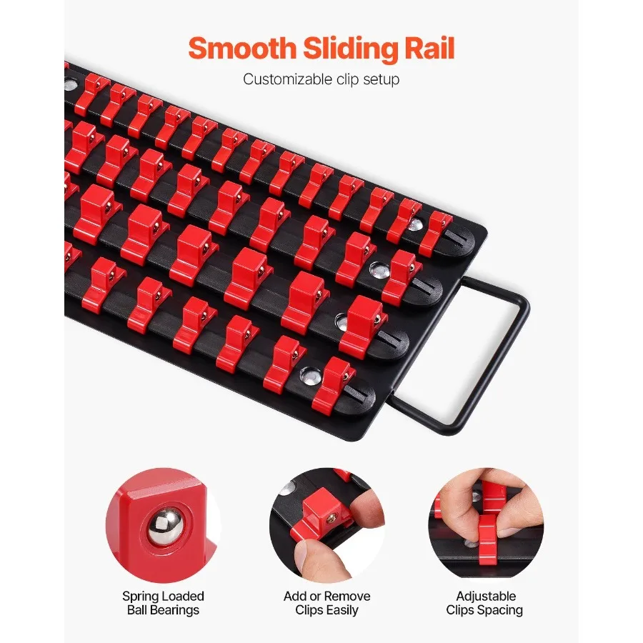 Set di organizer per prese portatili recentemente aggiornato 2 pezzi 160 clip Vassoio per prese in acciaio metrico SAE