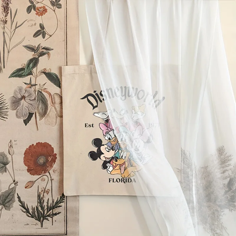 ديزني ميكي ماوس حقيبة كتف قماش الكرتون طباعة المرأة حقيبة يد عادية حمل الحقائب قابلة لإعادة الاستخدام سعة كبيرة حقيبة كتب التسوق #5