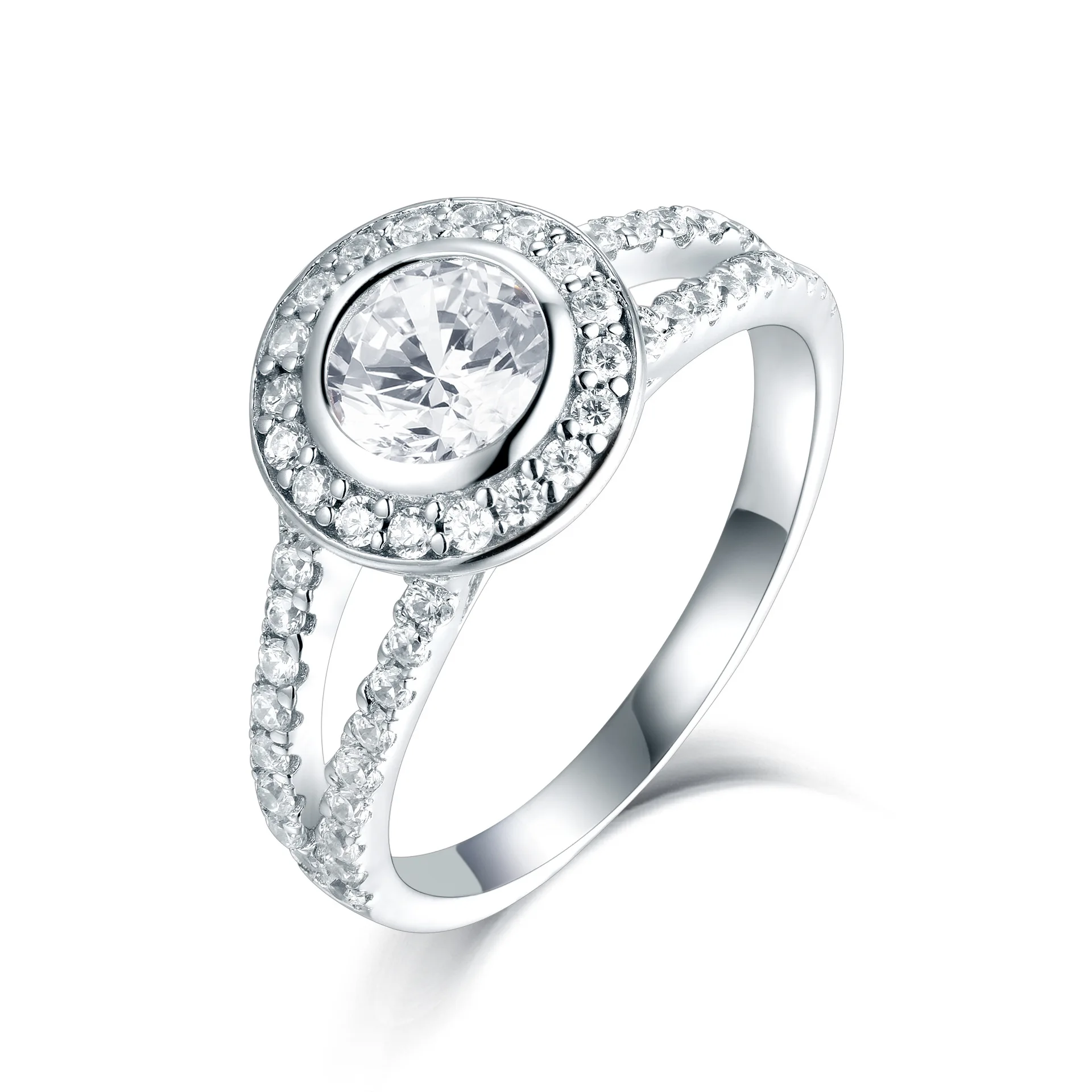 

Sun Star 925 Sterling Silver Jewelry Latest Design Jewelry 18K Gold Filled Halo Stones Engagement Ring Wedding Ring
