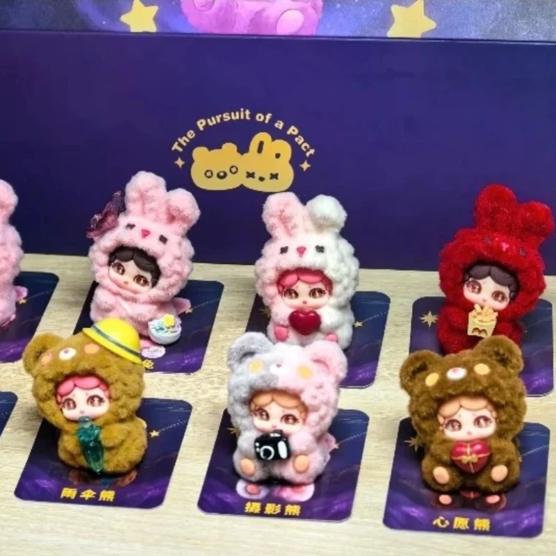 Hot Pursuit Promise Fluffy Blind Box Cute Cartoon Mini Figures Home Office Desktop Decor Collectible Plush Toys Ornaments Gifts