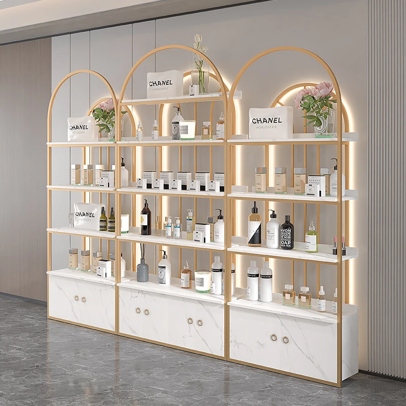 Beauty salon makeup and skincare product display rack, nail salon shelf display cabinet, light luxury and versatile