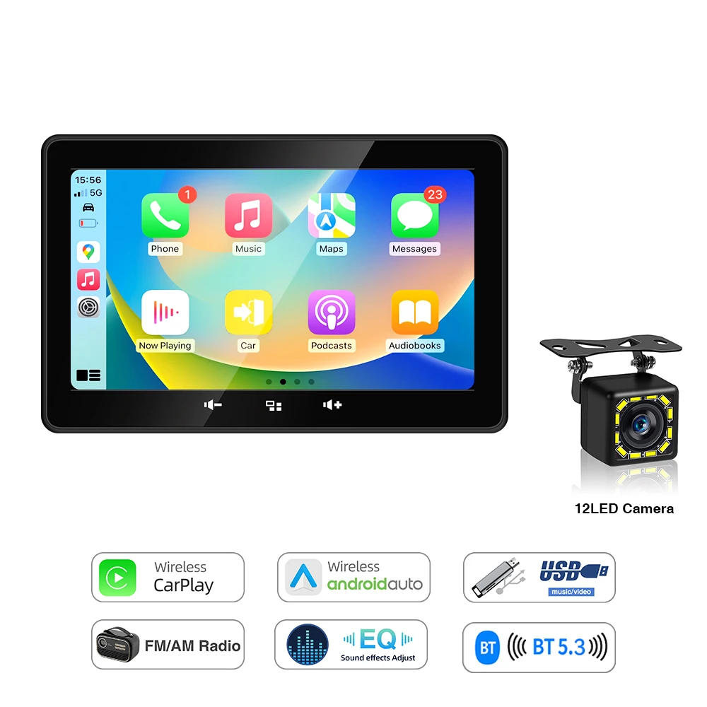 7 inch MP5 Marine Boot Radio Draadloze CarPlay Android Auto Waterdichte IP67 Bluetooth FM AM AUX Voor Boot ATV UTV jacht Golfkar