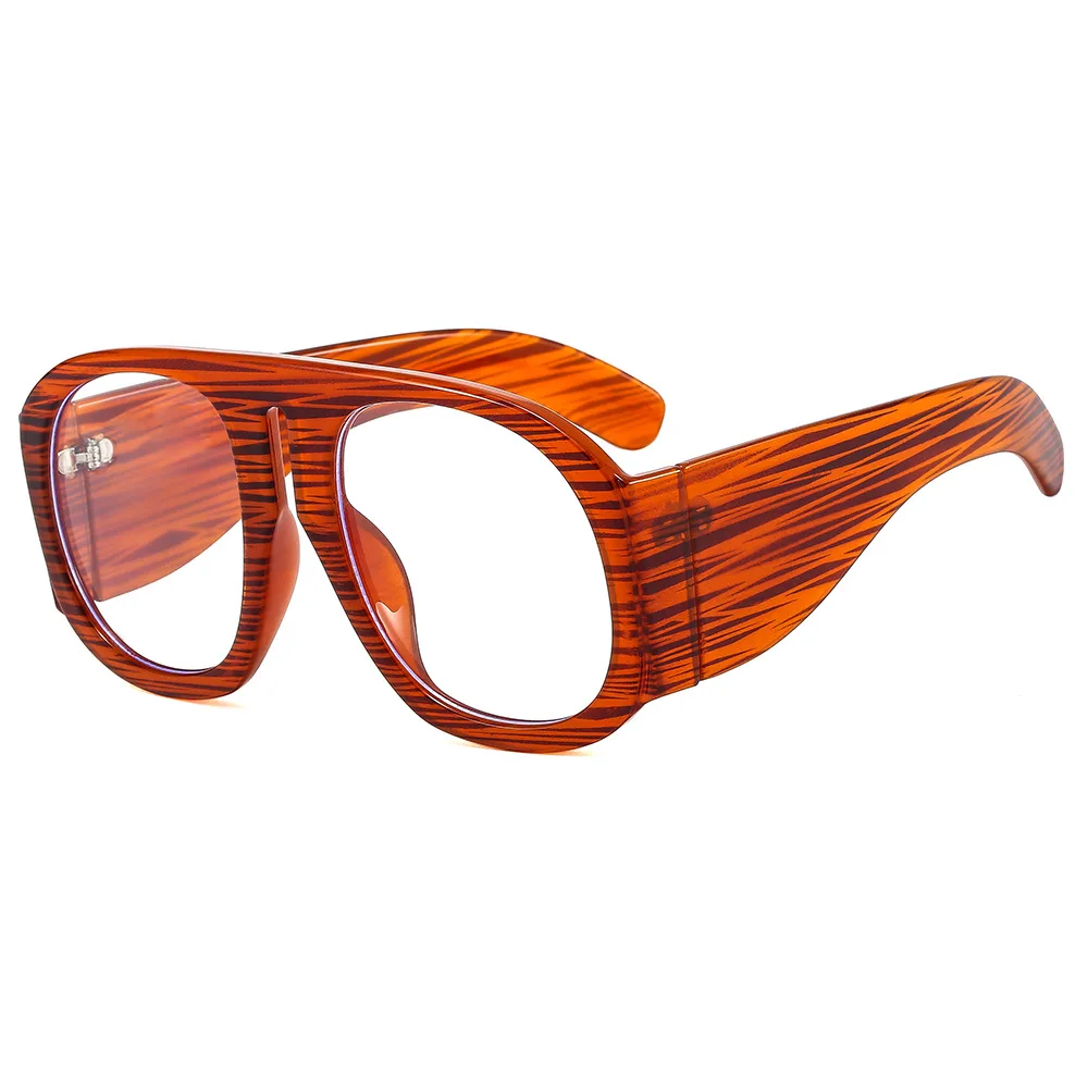 Oval 2022 Trendy Stripe Oversized Round Vintage Glasses 2022 Big Frame Marble Prescription Eyeglasses Frames For Women image 3