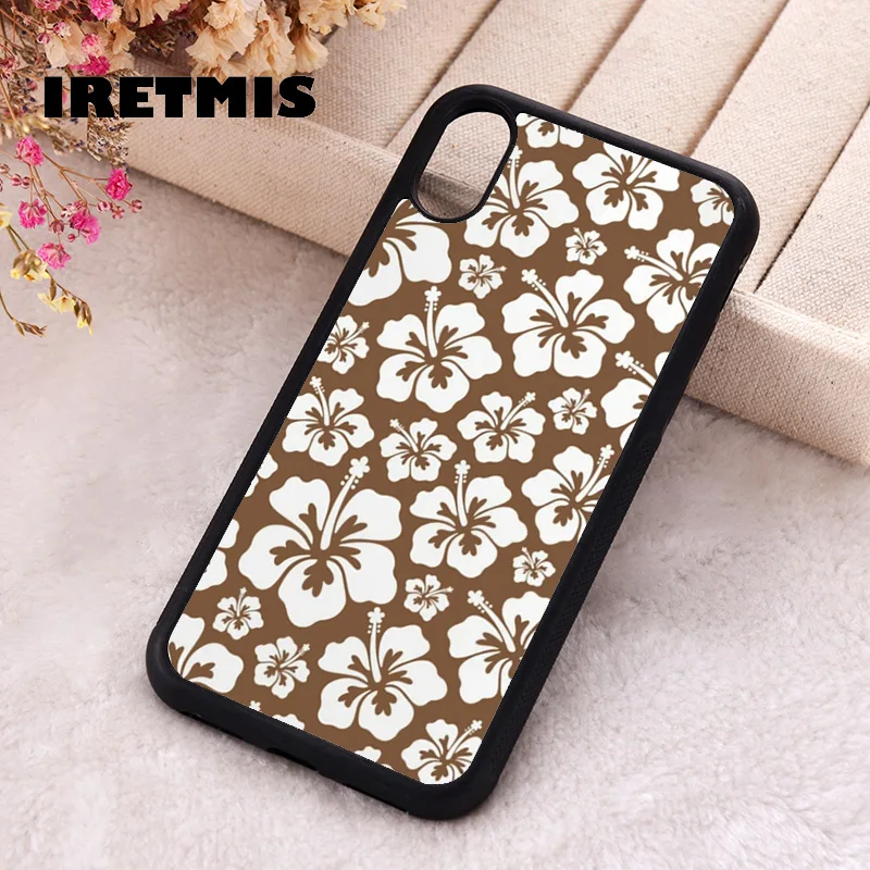 Iretmis Phone Cover Case For iPhone X XS Max XR 11 12 13 PRO MINI 14 15 16 Plus Silicone Rubber Chocolate Brown Hawaiian