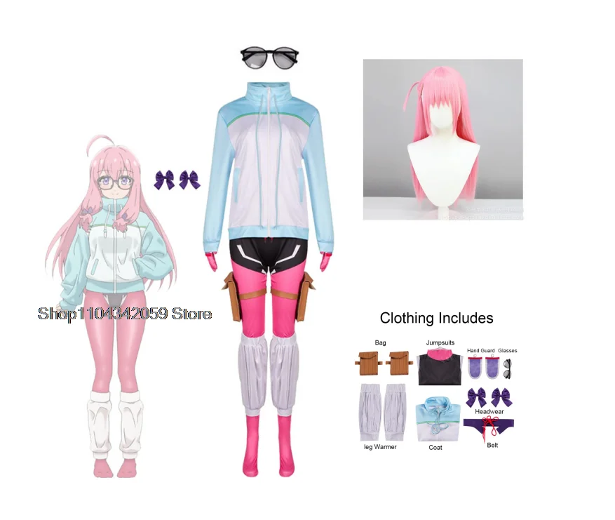 Shizuri Ideura Cosplay Costume Jumpsuit Anime I'm Living with An Otaku NEET Kunoichi Glasses Halloween Party Women  Props