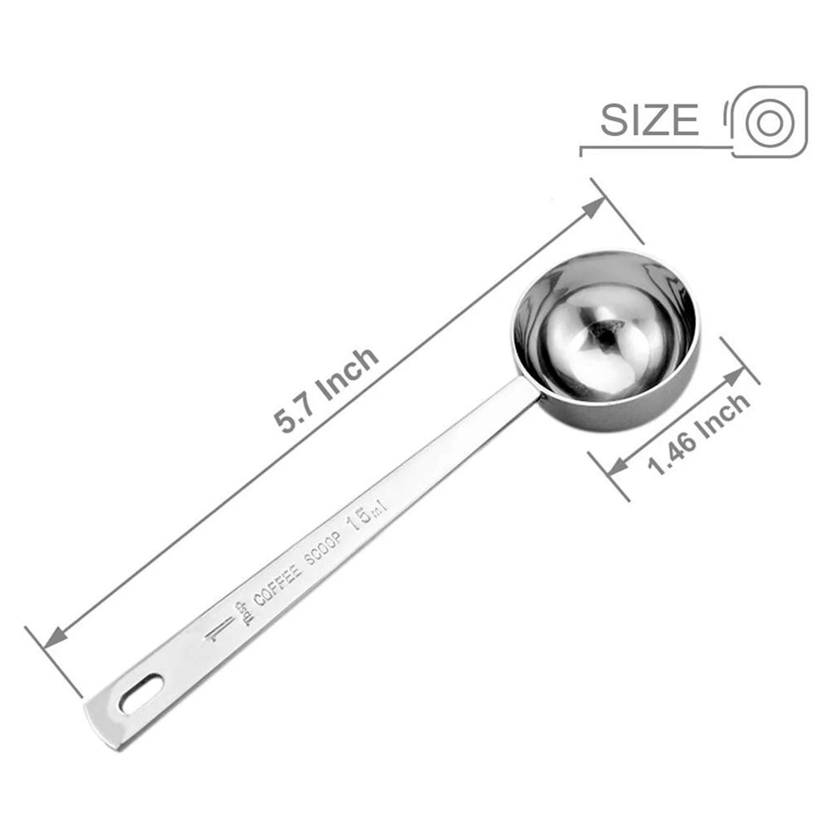

ABMR-Measuring Scoop 1 столовая ложка Ложка из нержавеющей стали с длинной ручкой для кофе, сухого молока, фруктового порошка, набор из 10 шт.
