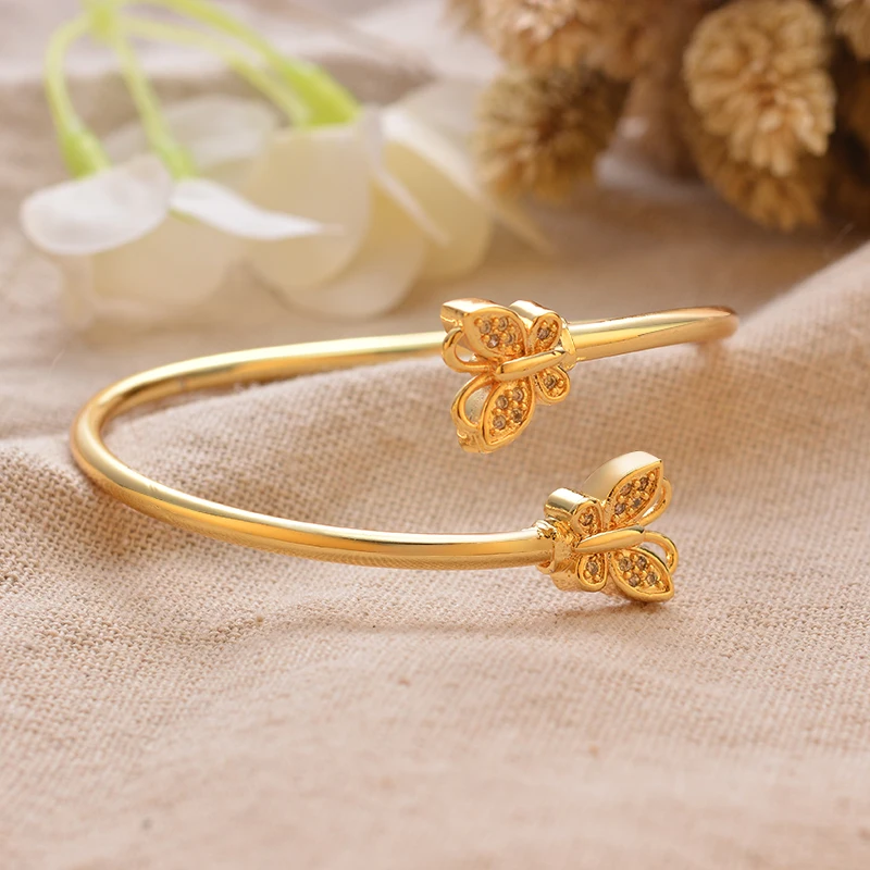 New Crystal Gold Color Bangles for Women Men Arabic Muslim Wedding Bracelets Bridal Bracelet Jewelry image 4