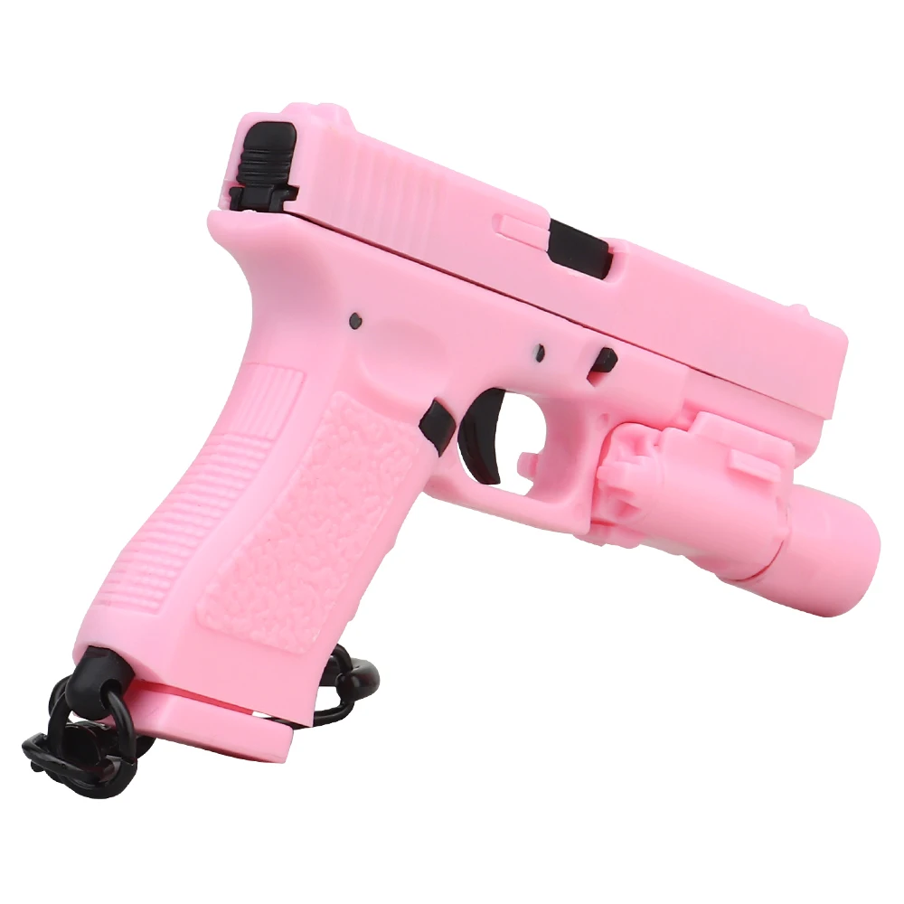 Glock G17-Pink Mini Gun Keychain 1:4 Miniature Gun Shape Pistol Keyring Pendant Ornament Gift for Army Fan Model Collection