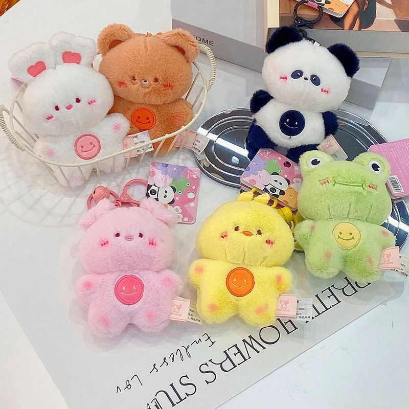 

12cm Creative Screaming Plush Animal Toy Keychain Charm Doll Cartoon Cute Panda Rabbit Frog Stuffed Plush Doll Kids Kawaii Gift