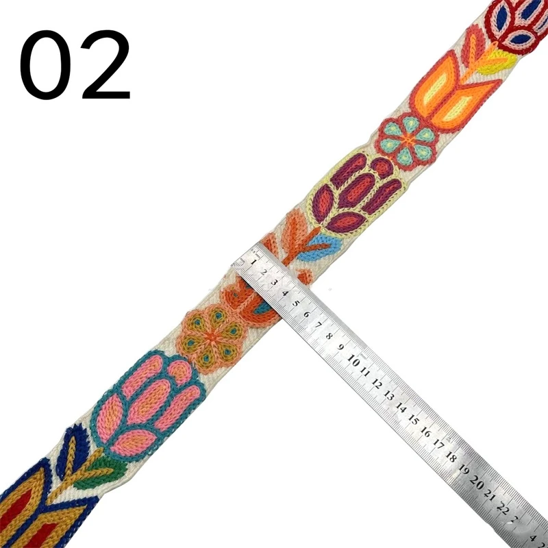1 Yards Ethnic Style Embroidery Lace Ribbon Dress Collar Neckline Trim Clothes Bag DIY Sewing Decor