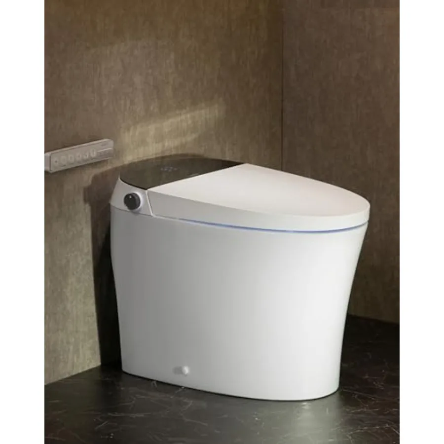 

Smart Toilet for home bathroom use, ceramic material, white color, bidet built-in with foot sensor operation and heated seat