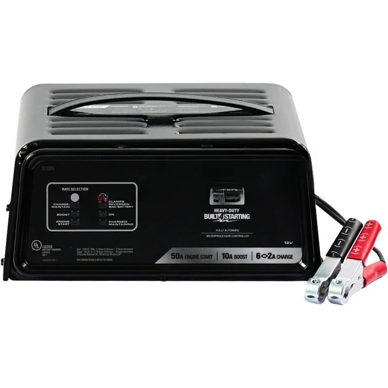 

Electric 6A Battery Charger and 50A Engine Starter, 4-in-1 Solution for 12V Batteries, Battery Maintainer, 10A Boost,