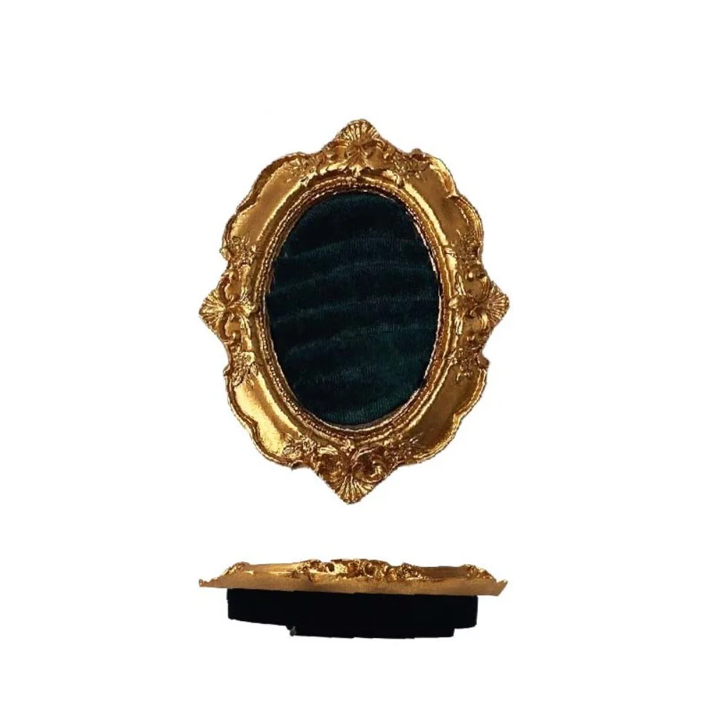 

Vintage Gold Ring Display Stand Velvet Organizer Photo Frame Suede Earring Tray Exquisite Baroque Design Jewelry Display Rack