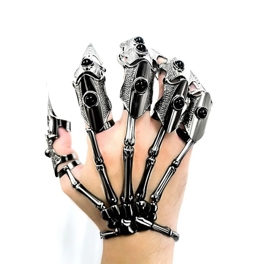 PESENAR  Future Robot Hand Glove Finger claw skeleton full finger ring alloy material suitable for role play and photography