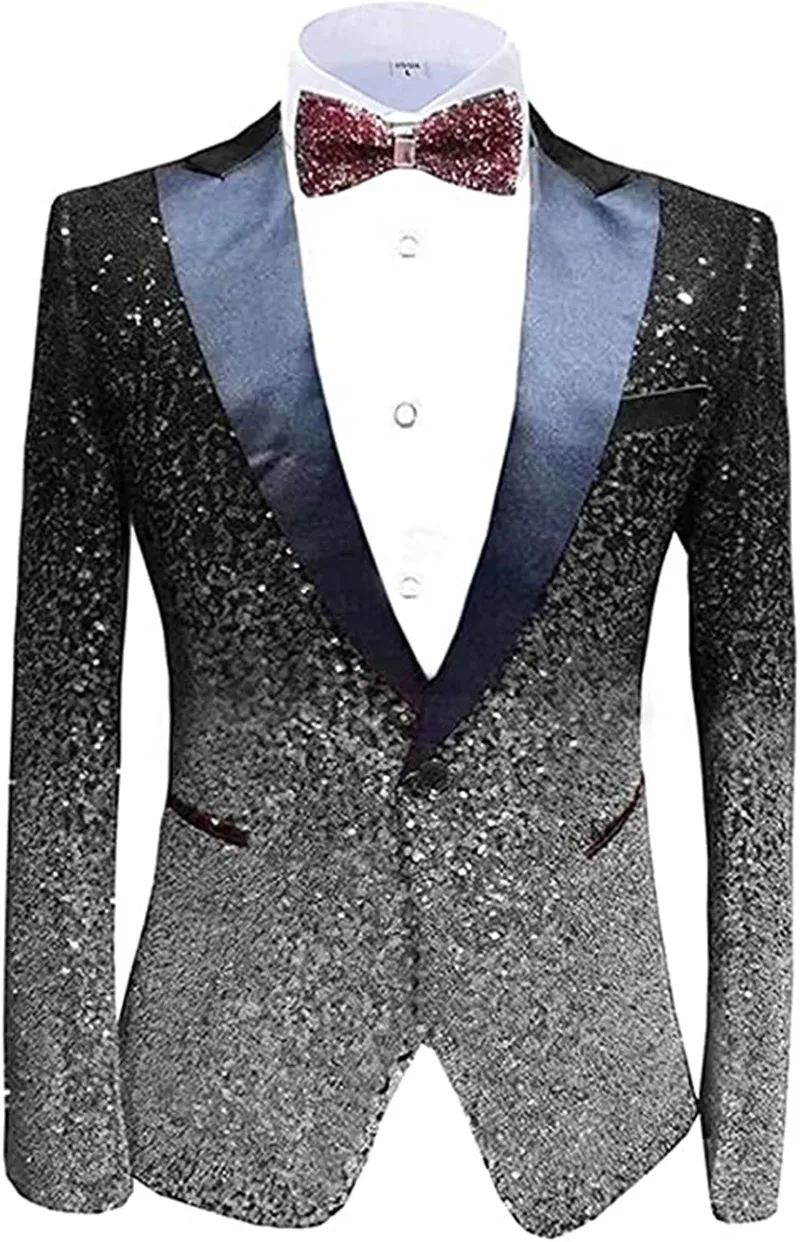 1 Piece Men\'S Suit Coat Dennis dress Sequins Suit Blazer Formal Business Host Jacket for Men Just One Button Coat