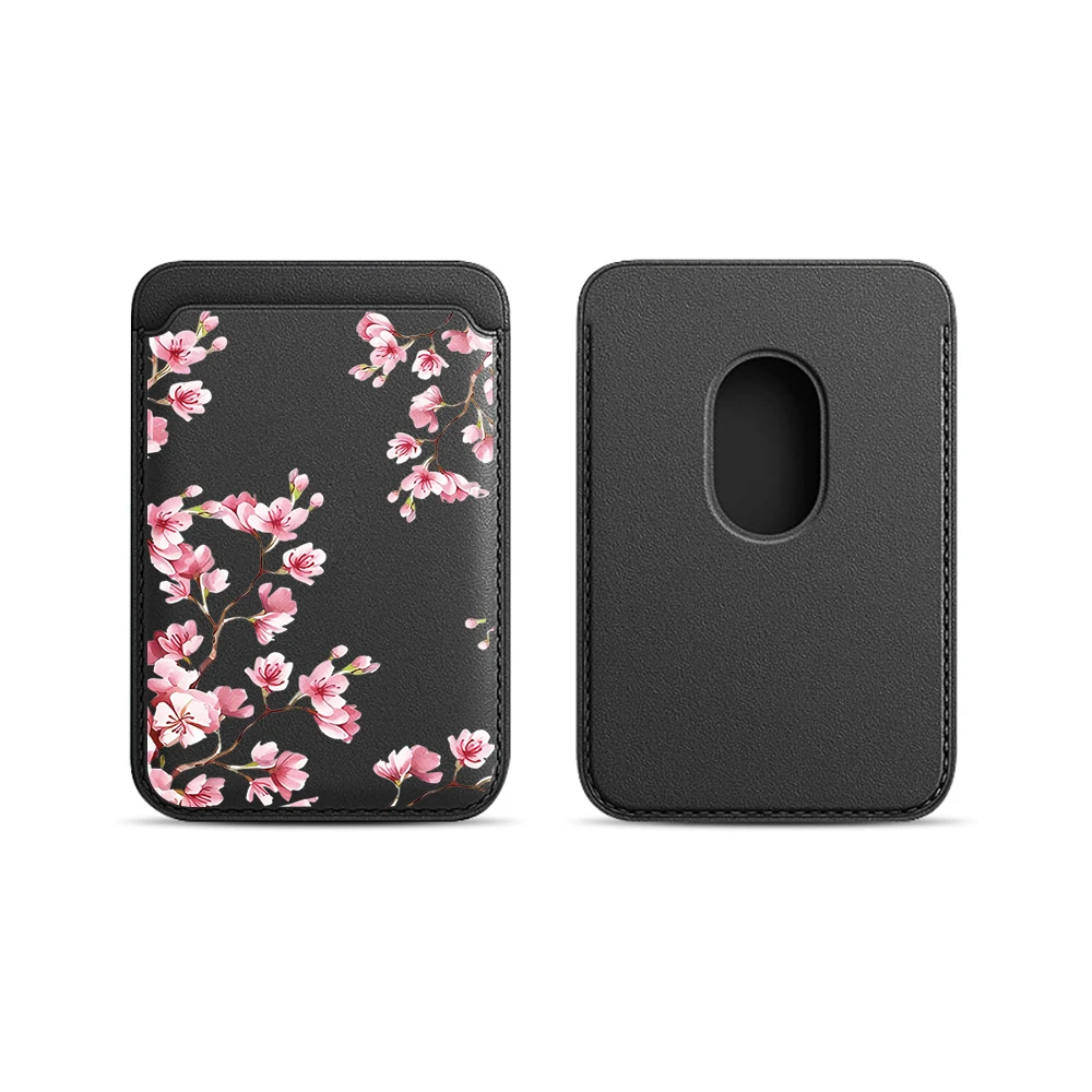 Kirschblüten-Leder-Kartenetui Handy-Kartenhalter Magnetische Hülle Geeignet für alle iPhone Magsafe-Karten-Handy-Rückseiten-Taschen – Detail 9