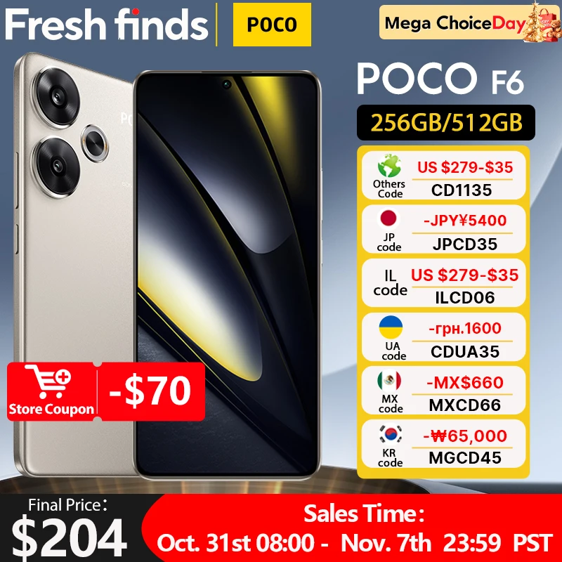 NEW POCO F6 Smartphone Snapdragon®8s Gen 3 1.5K CrystalRes AMOLED 90W Turbo Charging 5000mAh Battary 50MP dual camera with OIS