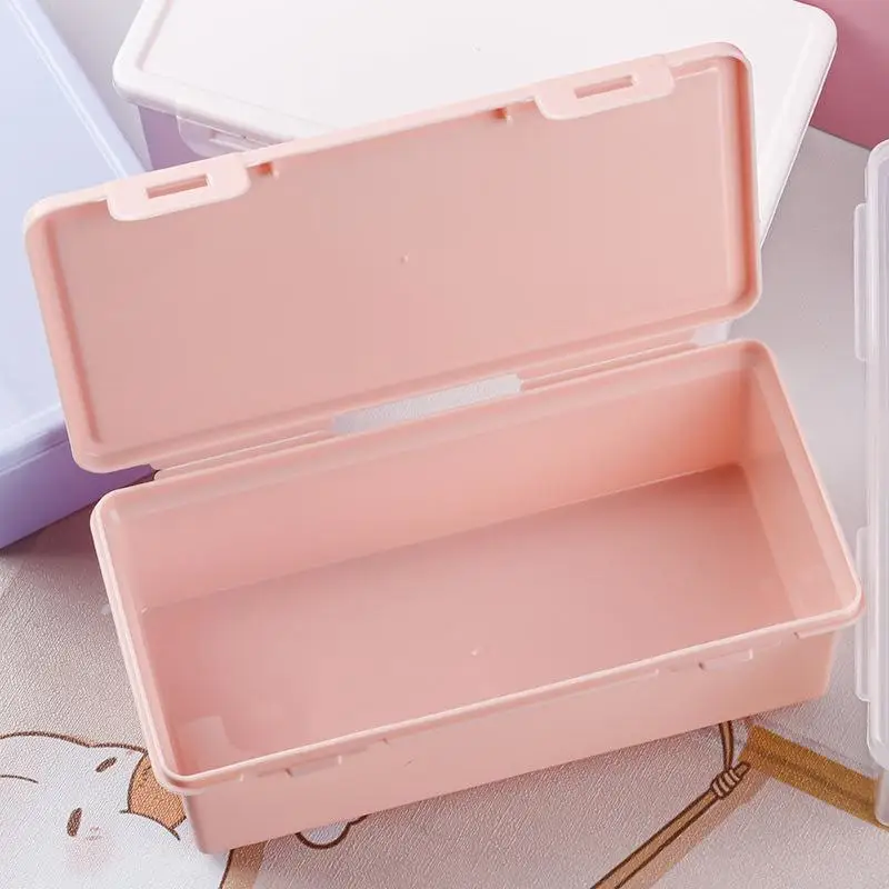 New【1Pc Plastic Colorful Pencil Box School Bulk Stackable Storage Box Organizer Office Storage Supplies】