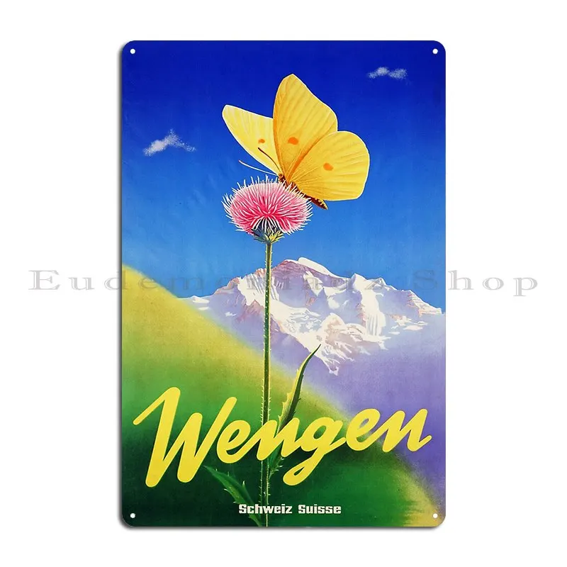 Switzerland 2022 Today Bernese Oberland Wengen Summer Trip Jackalopemaps Metal Sign Poster Garage Custom Vintage Tin Sign Poster