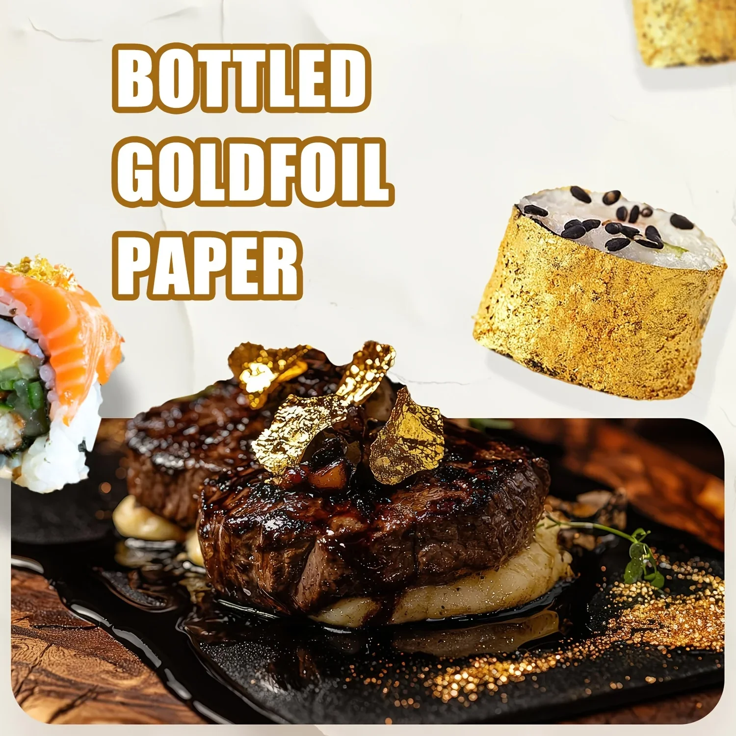 Chef Art&Gourmet Dishes Backparty-Dekoration, goldene Blattblütenblätter – goldene Dekoration für Kuchendekoration, Schokolade – Detail 2