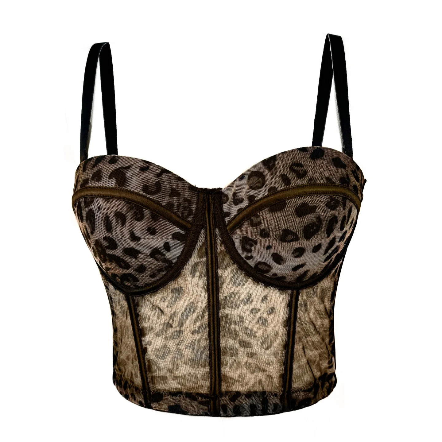 

Hot Leopard Print Corset Top Sexy Bustier Bralette for Women Fashion Boned Camisole Push Up Bra with Underwire Gothic Crop Top