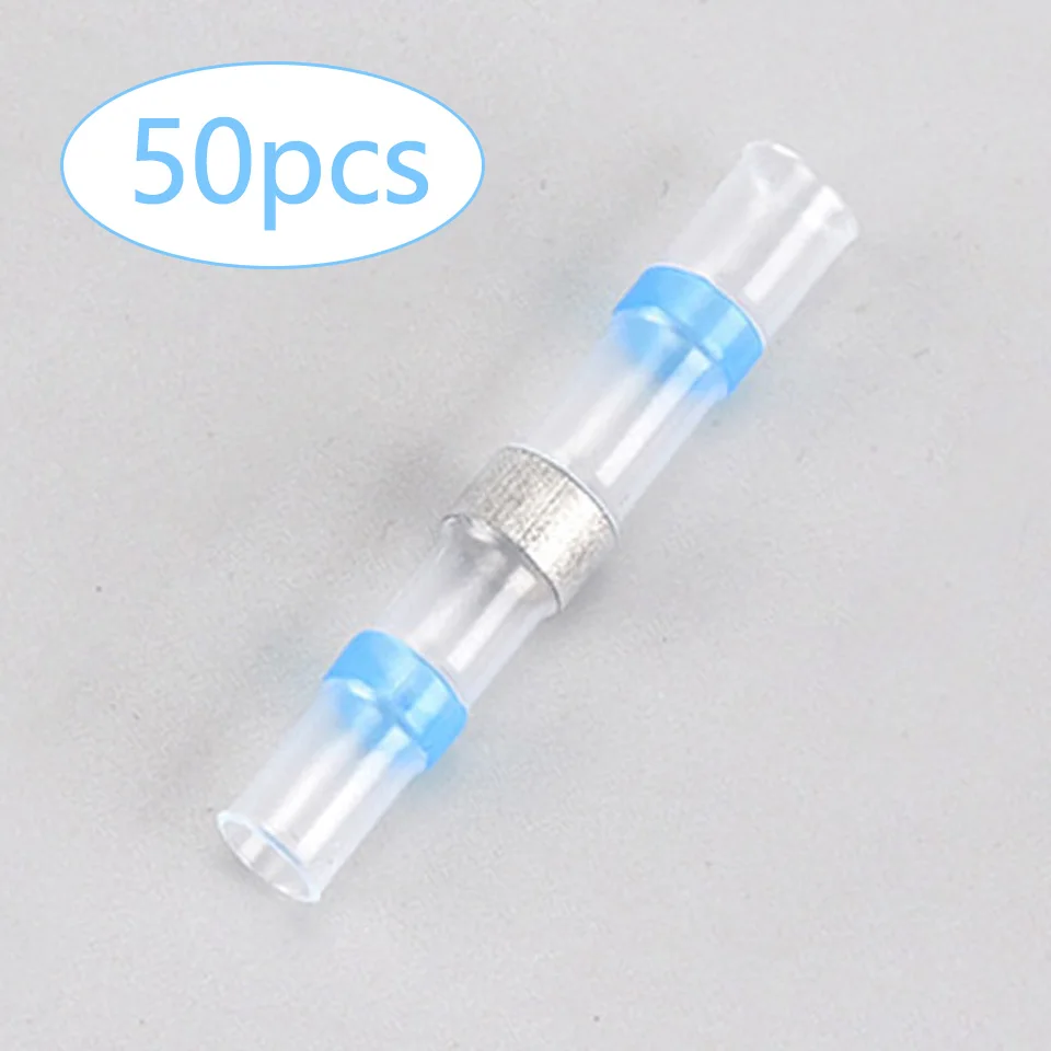 50 stücke Stücke Wasserdichte Solder Dichtung Zinn Ring Schrumpf Butt Draht Stecker Terminal Elektrische Kupfer Band Solder Hülse